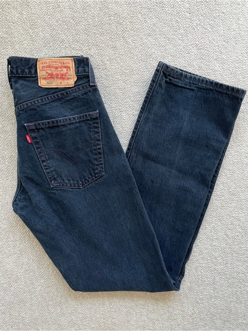 Levi's 501 Men’s Black Button Fly Straight Leg Jeans, 29x34, 100% Cotton